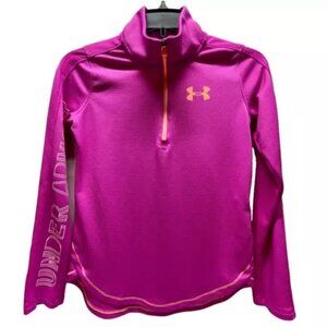 Under Armour 1/4 Zip Girl's Youth Large Pink Fitted Heat Gear UA Activewear